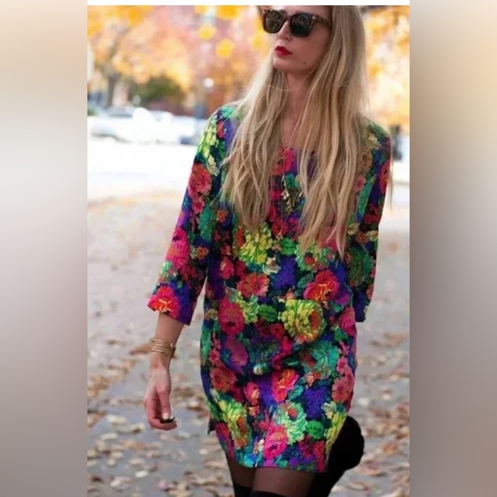 HD in Paris Front Pockets Tropicalist Shift Dress Size Large ANTHROPOLOGIE